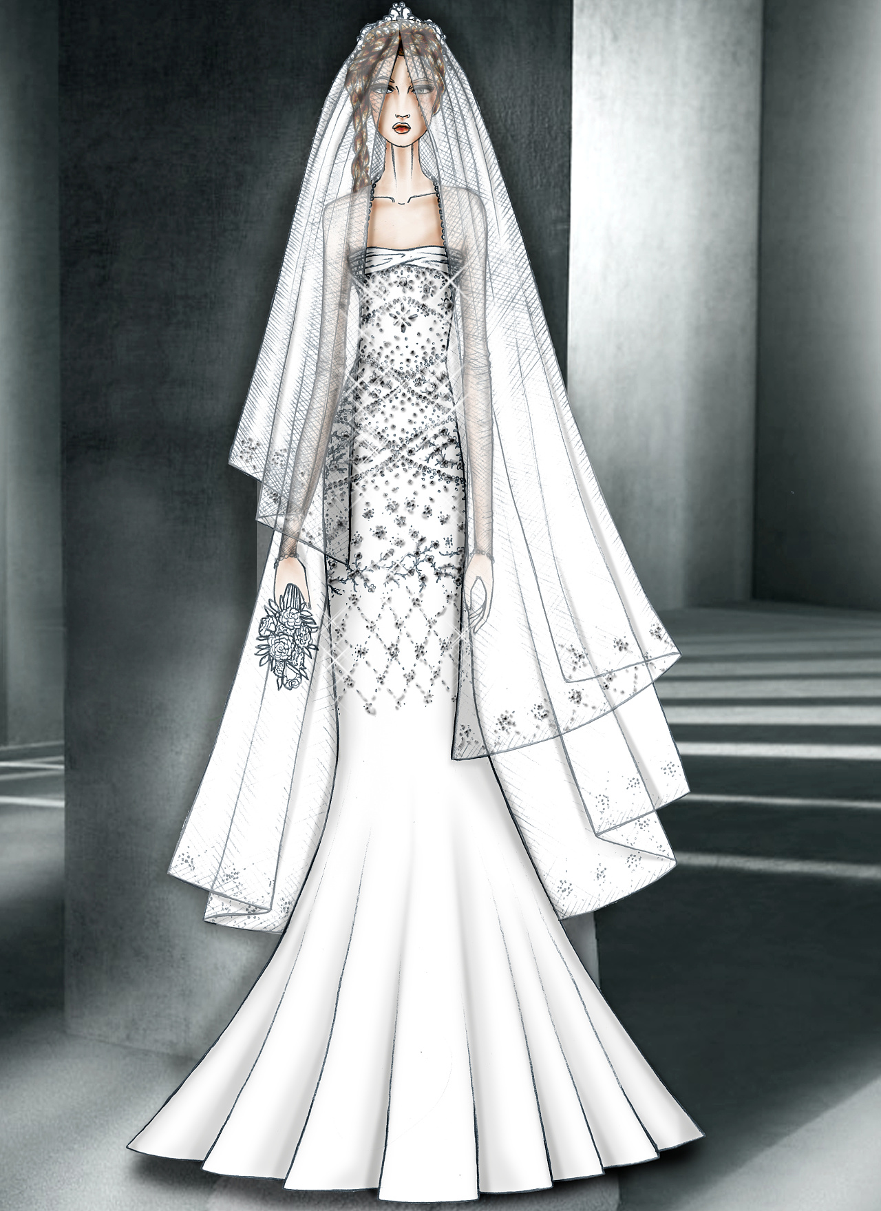 婚紗設(shè)計(jì)手稿|服裝|正裝/禮服|MilanFashionCam 